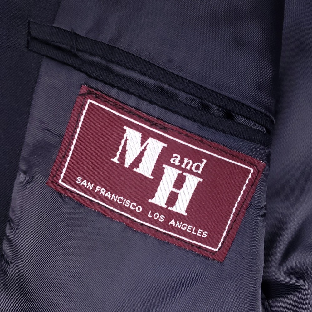 M and H Mens Navy Blue Two Button Blazer Sport Coat Made in USA Size 44 Long - Picture 6 of 13
